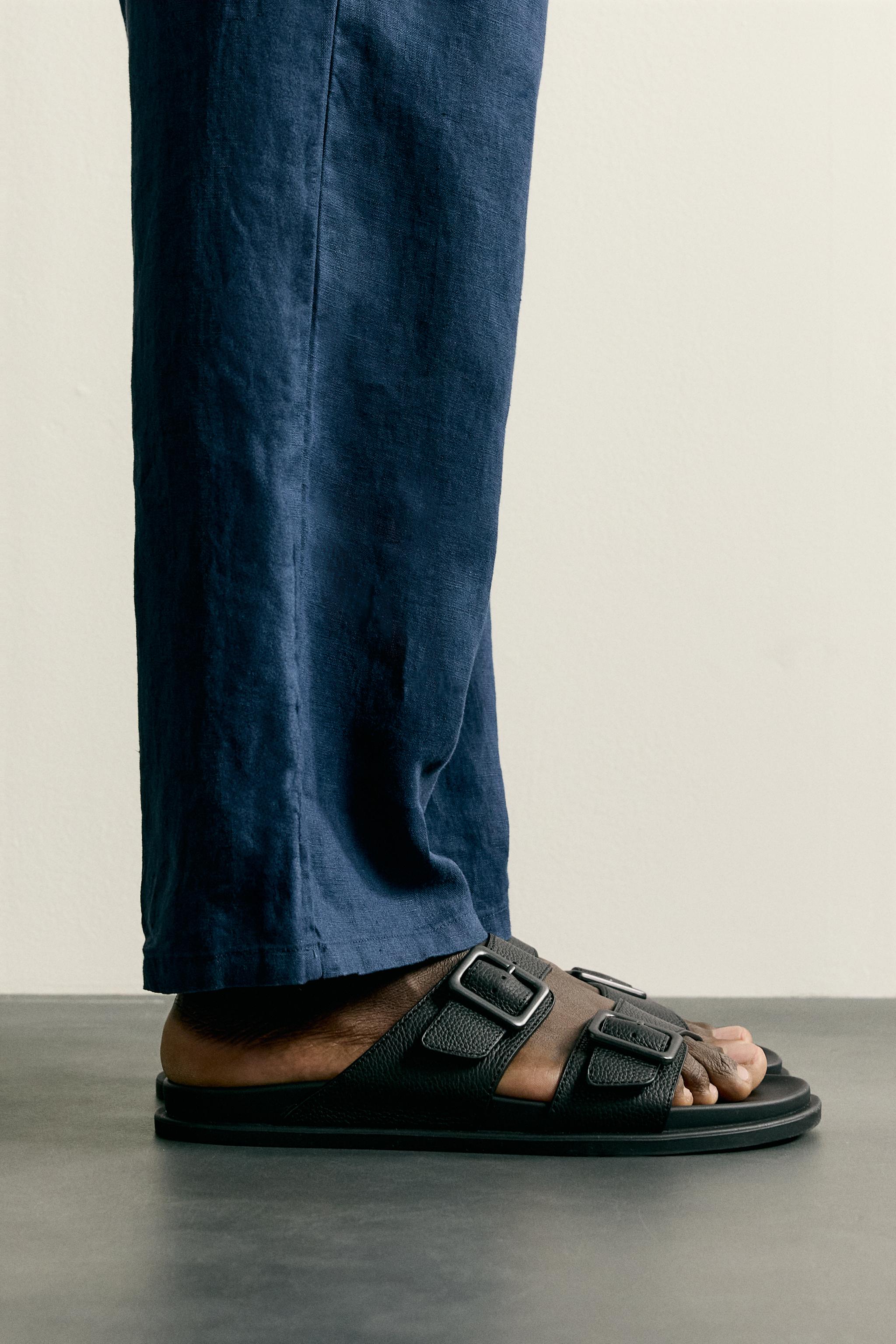Мужские сандалии Zara Tumbled Leather Buckle Sandals