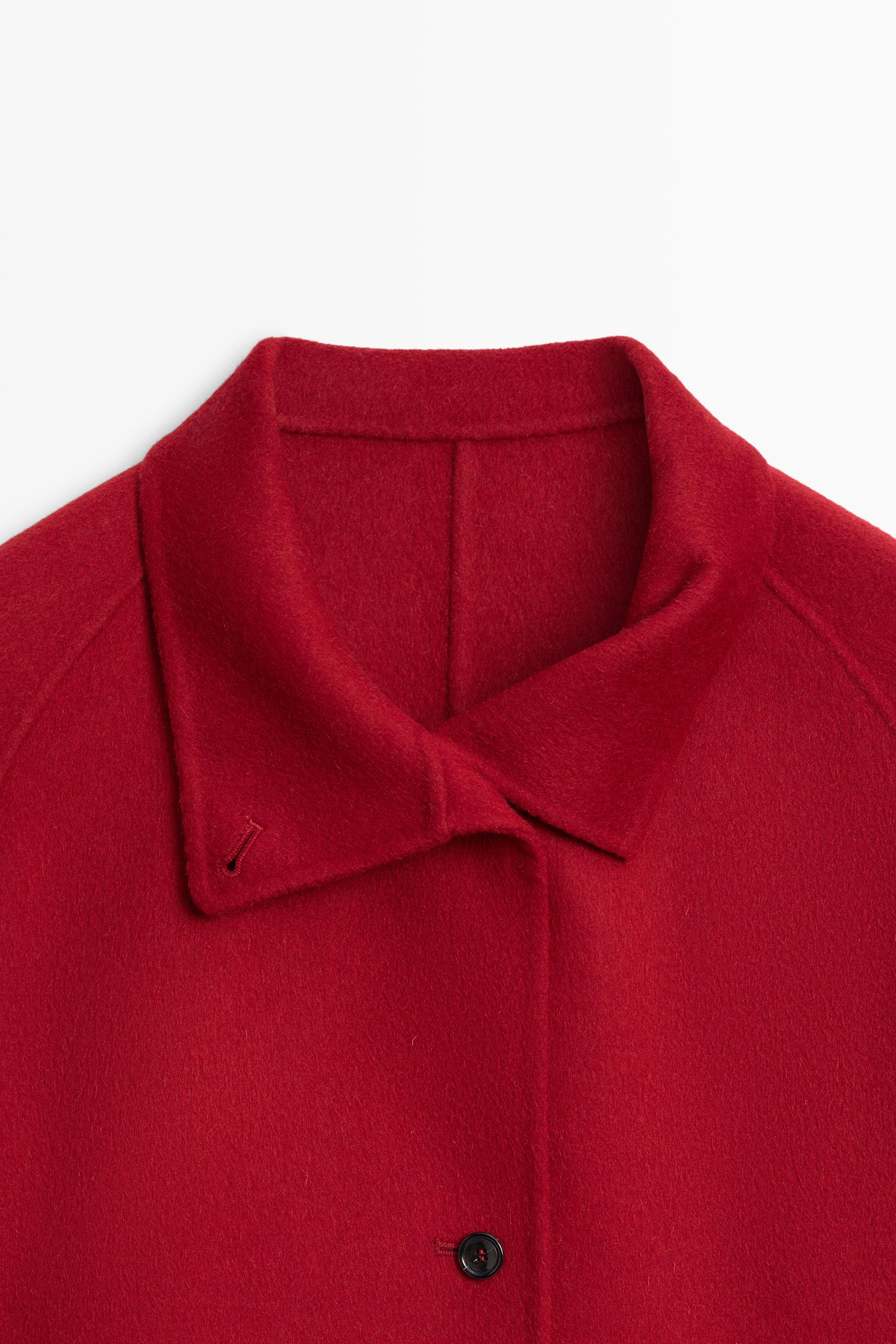 Court manteau col montant mélange laine