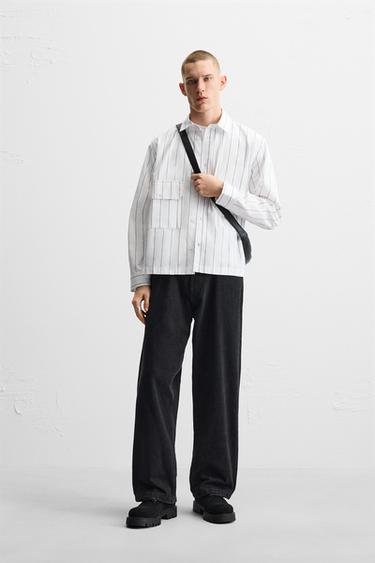 CAMISA RAYAS BOLSILLOS - Blanco de Zara - Imagen 0