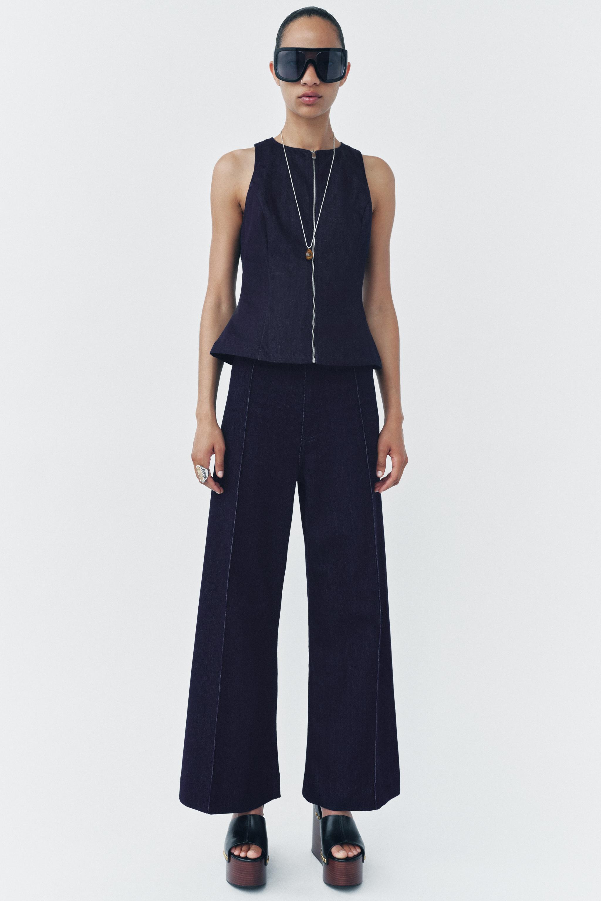 ZW COLLECTION WIDE-LEG ハイライズ デニムパンツ - ブルー | ZARA