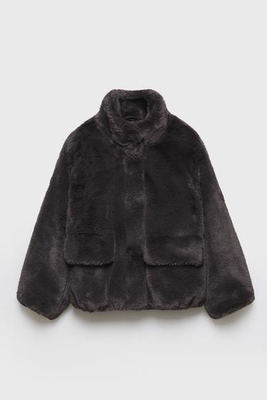 FAUX FUR JACKET - Anthracite grey by Zara