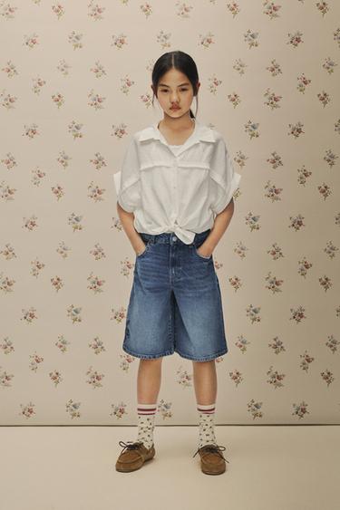 Zara 打結設計飄逸襯衫 - 白色