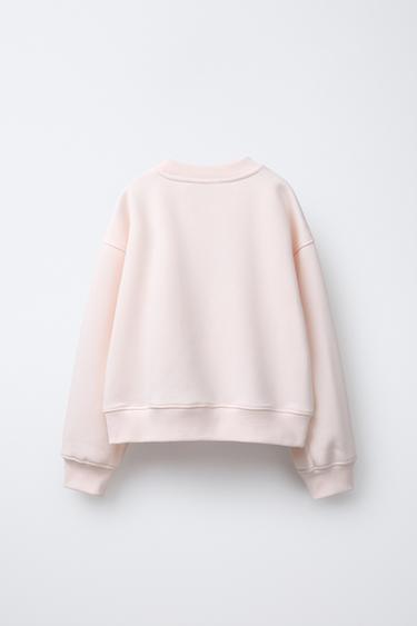 SWEAT AVEC NŒUD BRODÉ EN SATIN - Rose de Zara - Image 1