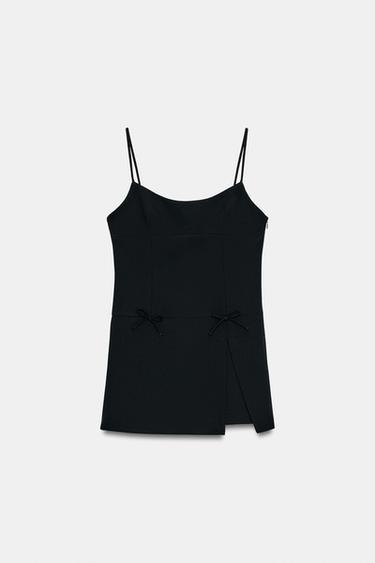 Zara SHORT JUMPSUIT WITH THIN STRAPS - Black