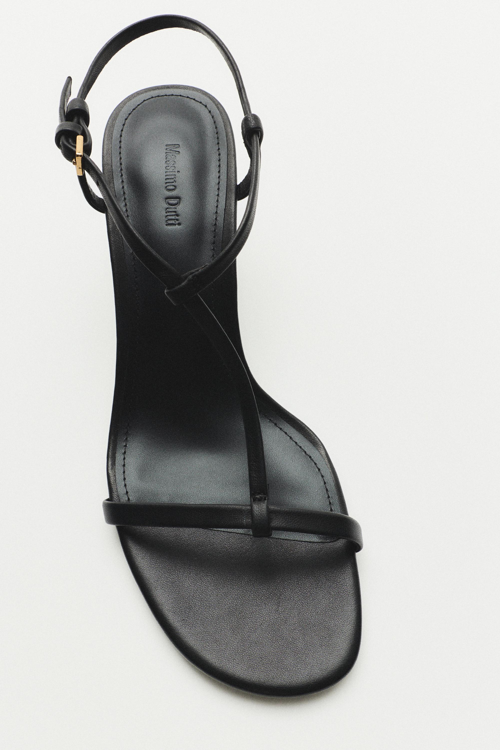 Strappy mid-heel sandals — Black