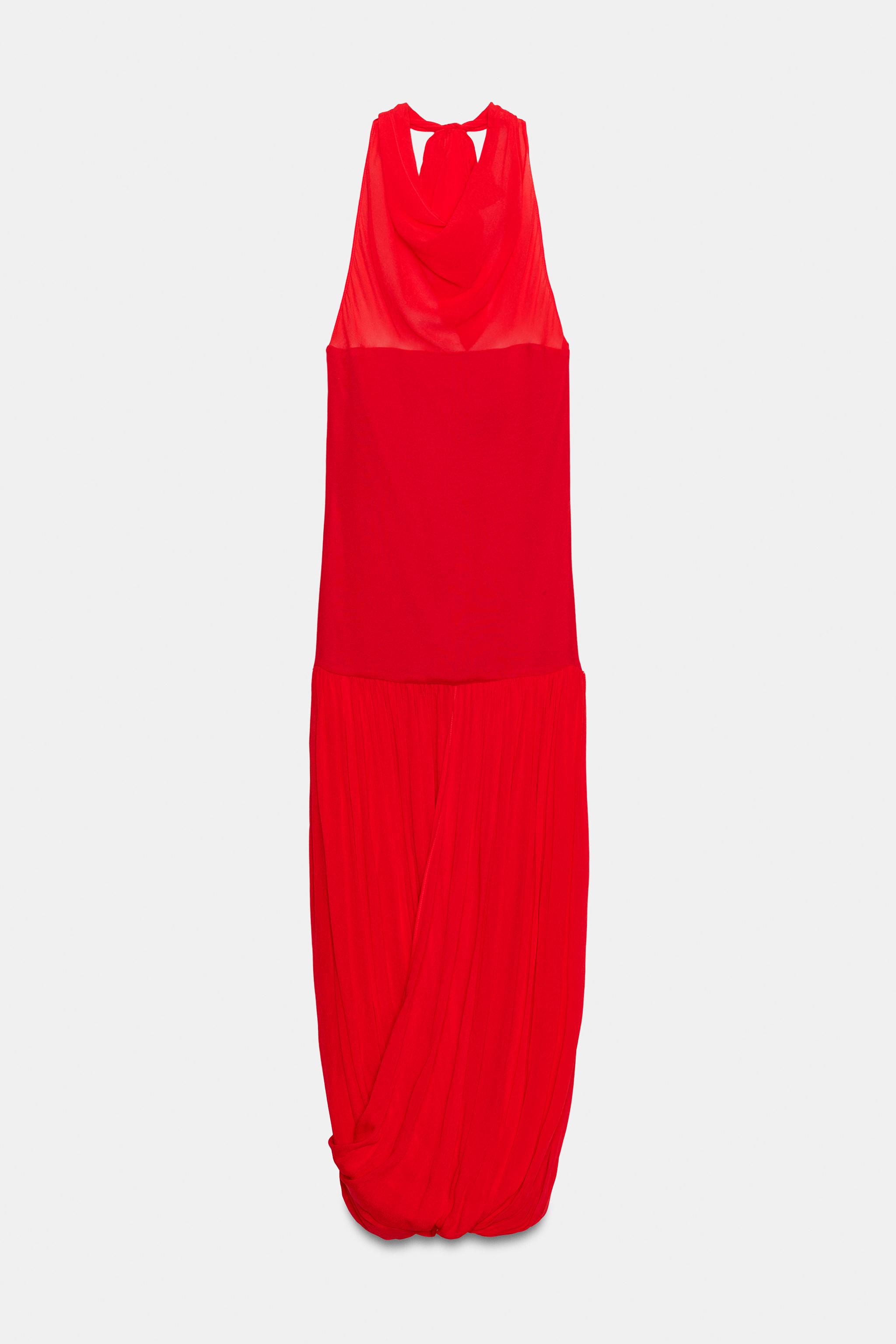 COMBINATION HALTER VOLUME DRESS - Bright red | ZARA United States