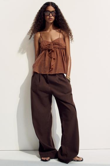 RUFFLED TOP - Brown by Zara - Image 0