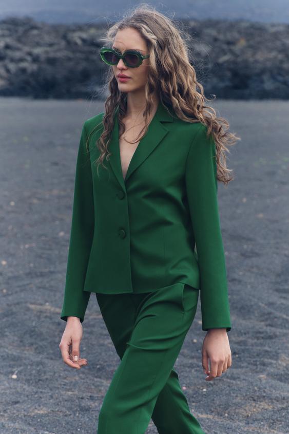 🔥 BLOGGER FAV Co-Ord SET Zara Printed Blazer w Belt & Cropped