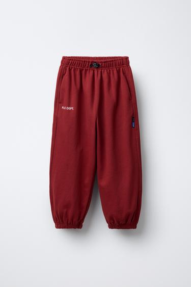 VELOURS JOGGINGBROEK MET STOPPERS - Rood van Zara - Afbeelding 0