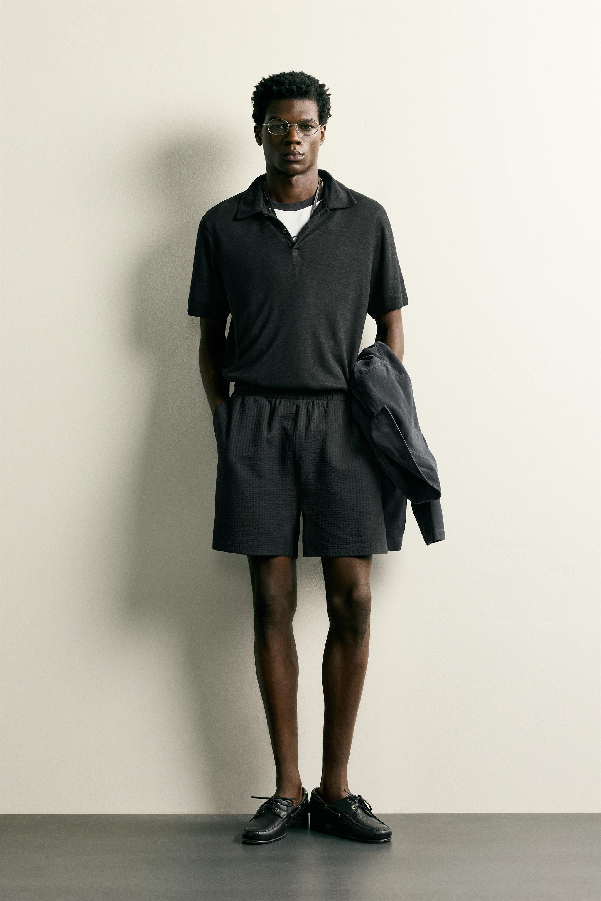 COMFORT SEERSUCKER REGULAR FIT SHORTS - Green | ZARA United States
