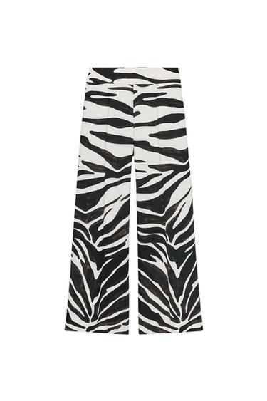 PANTALÓN ESTAMPADO ANIMAL ZW COLLECTION - Crudo / Negro de Zara - Imagen 0