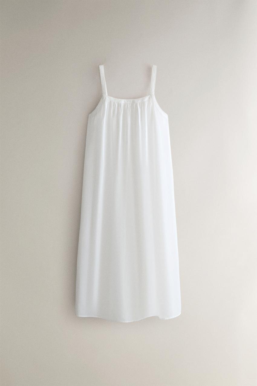 cotton sleeveless night dress EMBROIDERED NIGHTGOWN - White Color:Silk Coffee How to Dress for dressq Ladies nightdress with each lace embellishment