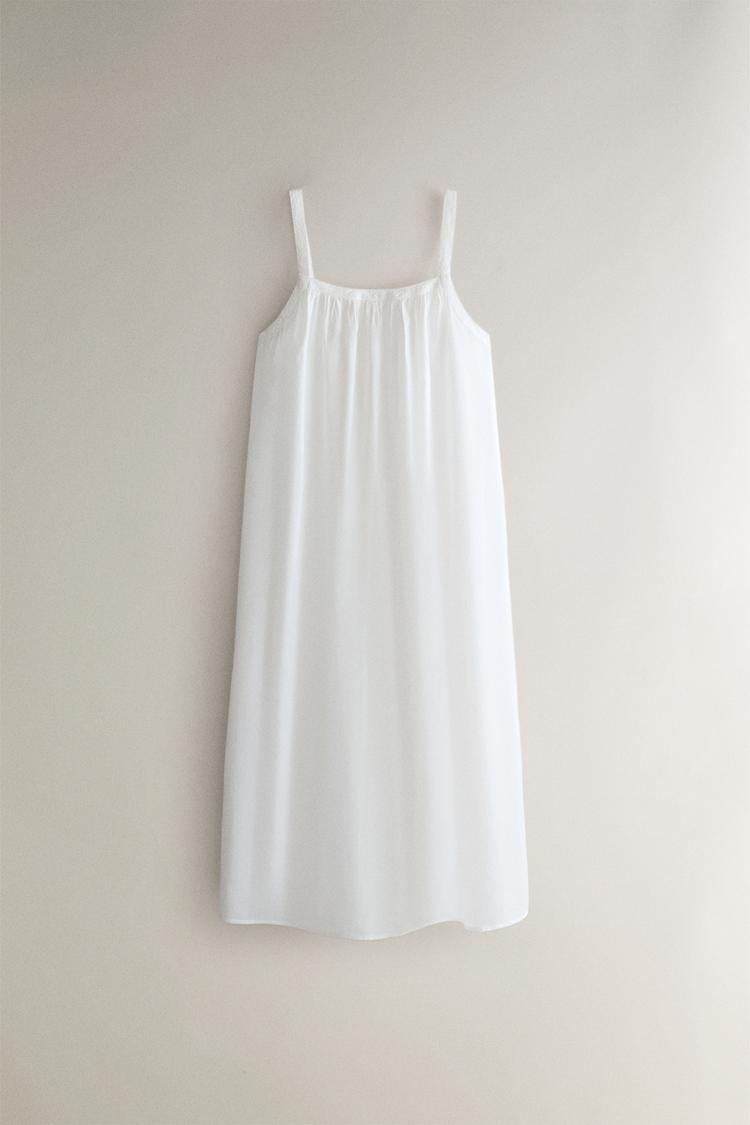 EMBROIDERED COTTON NIGHTGOWN — White