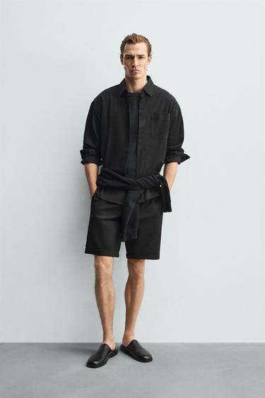 Zara REGULAR FIT COMFORT SHORTS - Black