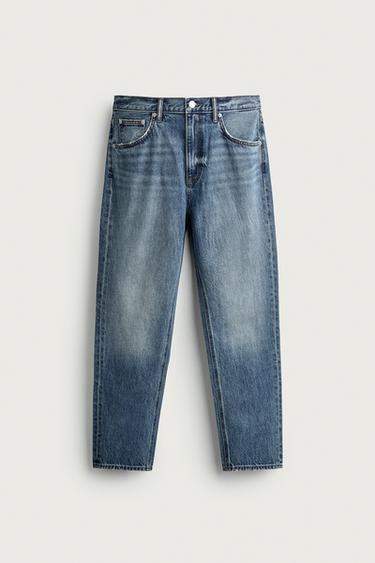 SLIM FIT CROPPED TAPERED JEANS - Mid-blue by Zara