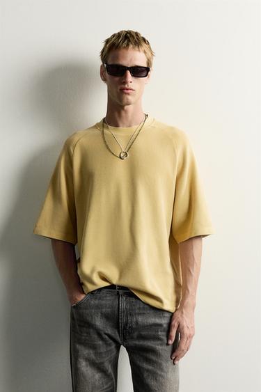 Zara RELAXED FIT RAGLAN T-SHIRT - straw