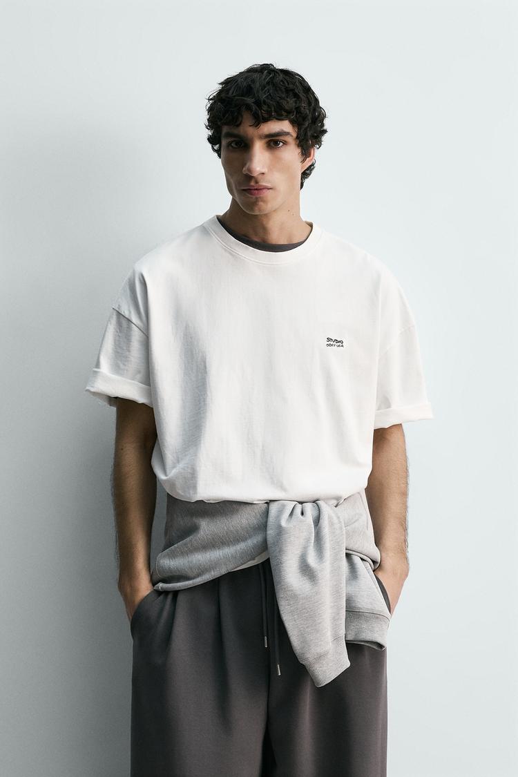 ZARA EMBROIDERED INTERLOCK T-SHIRT