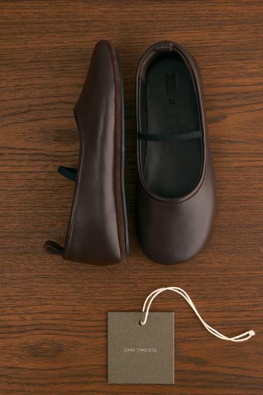 BALLERINES EN CUIR - Marron de Zara - Image 7