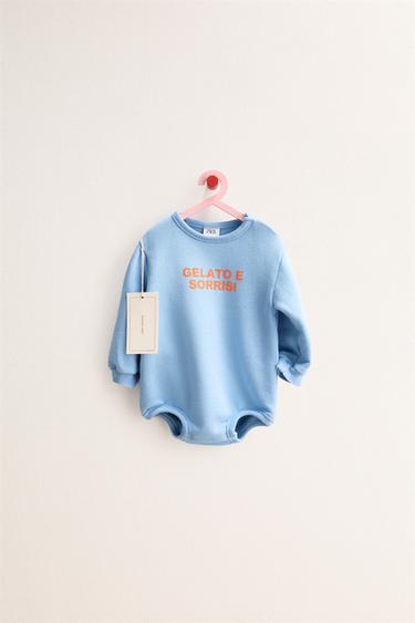 ZARA TIMELESS - 텍스트 플러시 롬퍼 - Zara의 라이트 블루 - 이미지 0