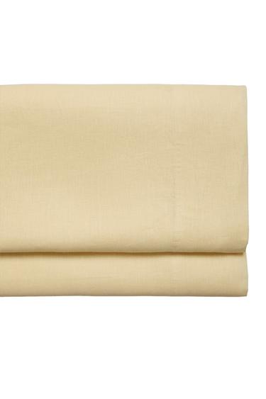 WASHED LINEN FLAT SHEET (140 GSM) - Yellow by Zara