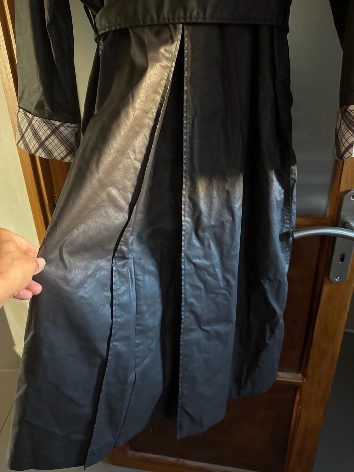 LONG WAXED CHECK TRENCH COAT - Image 6