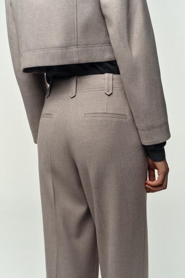 PANTALON DROIT TAILLE NORMALE - Sable / Chiné de Zara - Image 5