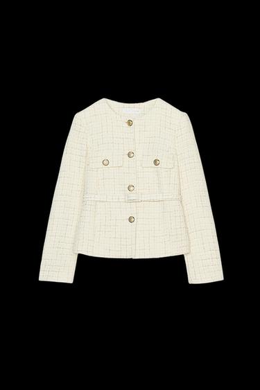 BLAZER ESTRUCTURA CINTURÓN - Crudo de Zara - Imagen 0