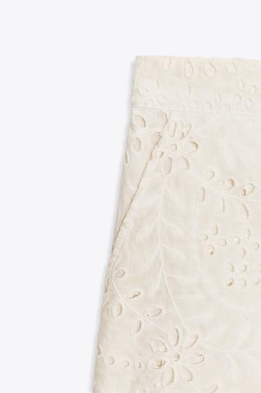 ZW COLLECTION CUTWORK EMBROIDERY BERMUDA SHORTS - camel by Zara - Image 6