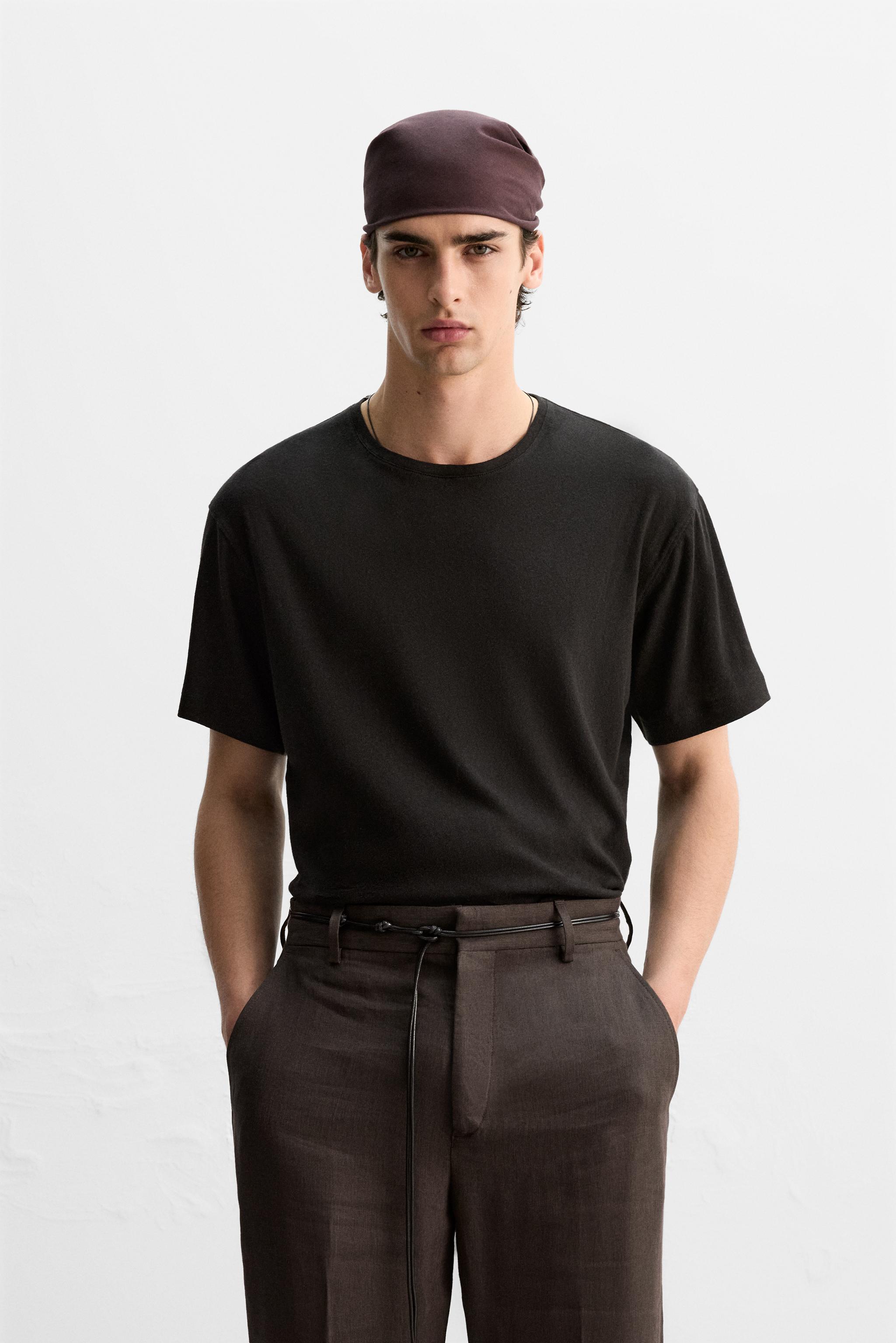 コットンリネン Tシャツ - ブラウン | ZARA Japan / 日本