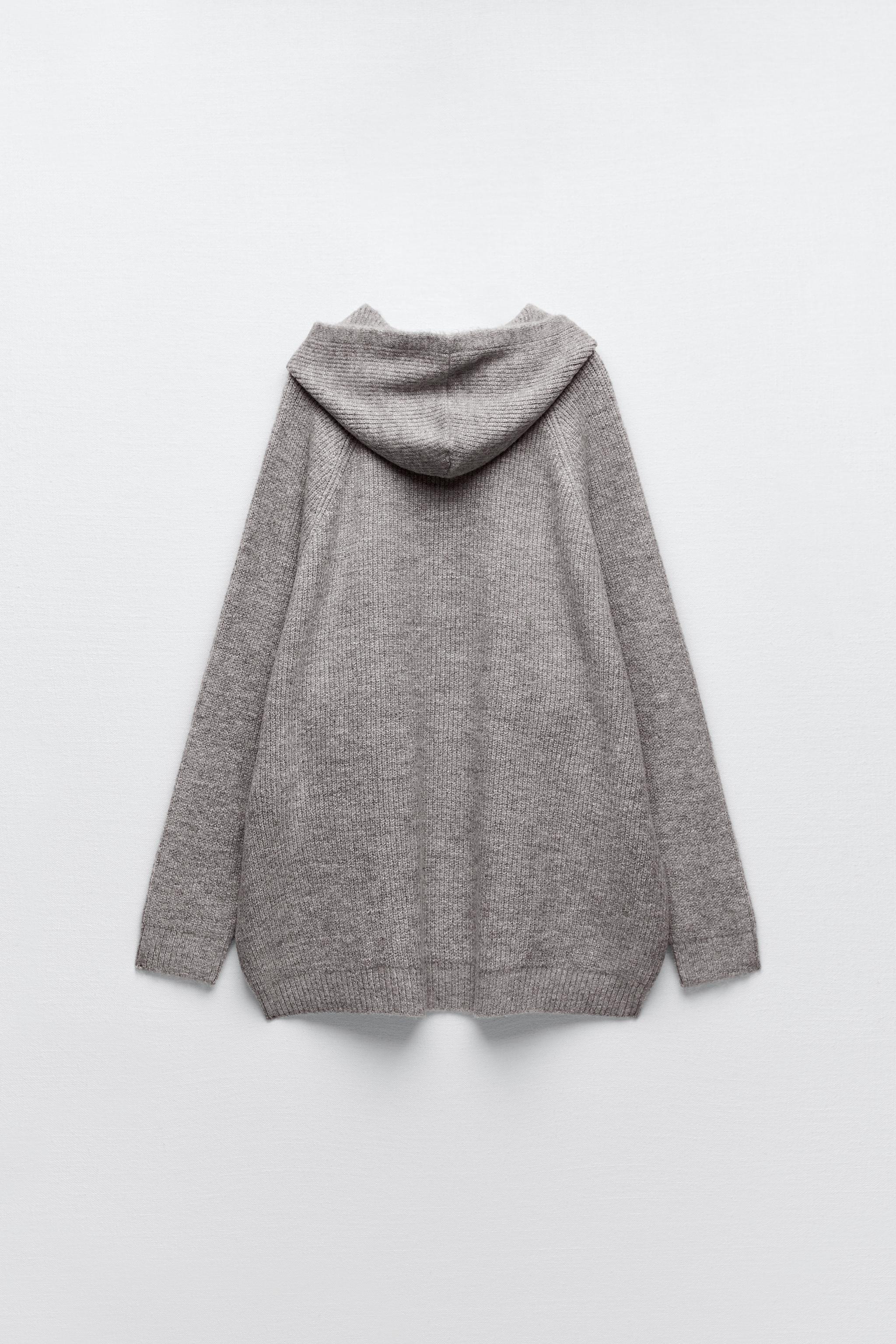 KNIT HOODIE Grey ZARA United Kingdom