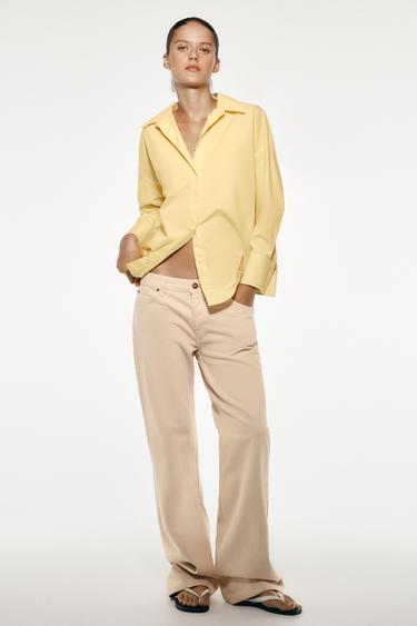 CAMISA BÁSICA POPELÍN - Amarillo pastel de Zara