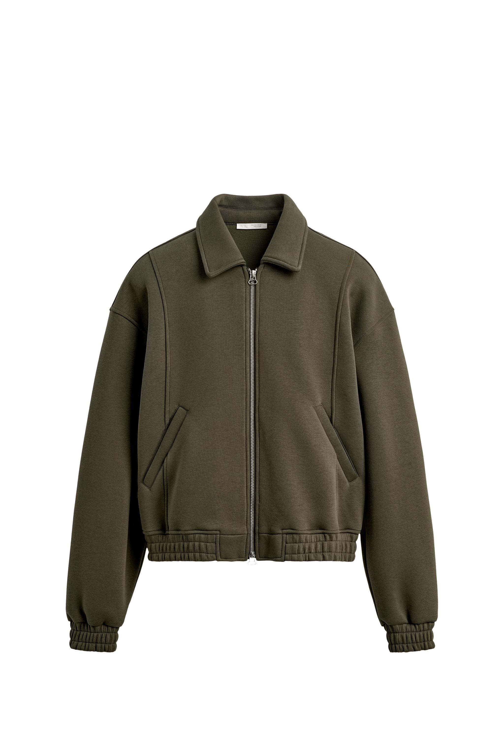 NEOPRENE-EFFECT BOXY FIT JACKET - Olive green | ZARA South Africa