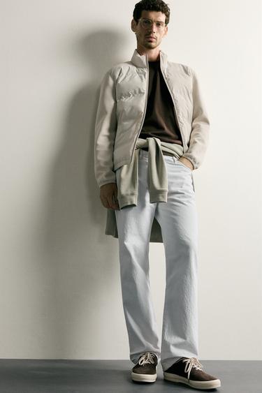 Zara COMBINATION PUFFER JACKET - Ecru