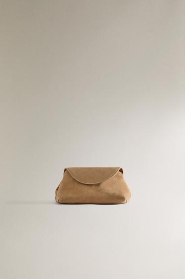 ZACHTE LEREN CLUTCH TOILETTAS - Bruin van Zara