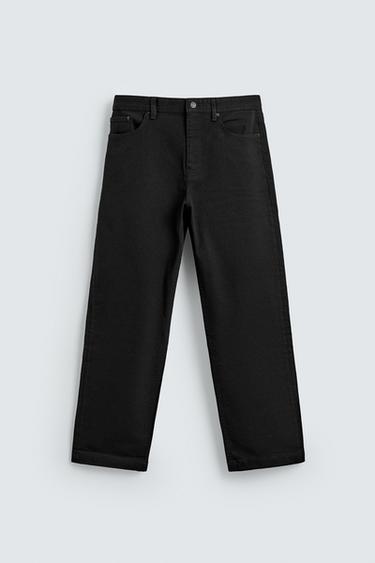 Zara STRAIGHT FIT PANTS - Black