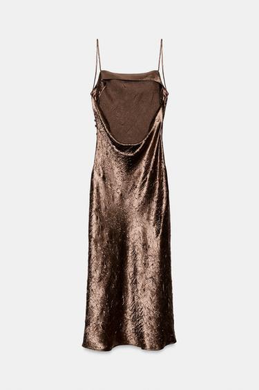 ROBE MI-LONGUE STYLE LINGERIE - Marron de Zara - Image 8