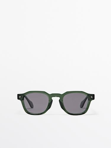 Lunettes de soleil géométriques - Vert de Zara