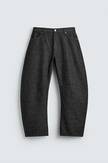 Zara 桶型牛仔褲 - 黑色