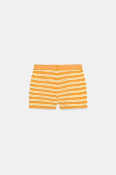 STRIPED KNIT SHORTS - Orange / Yellow by Zara - Image 6