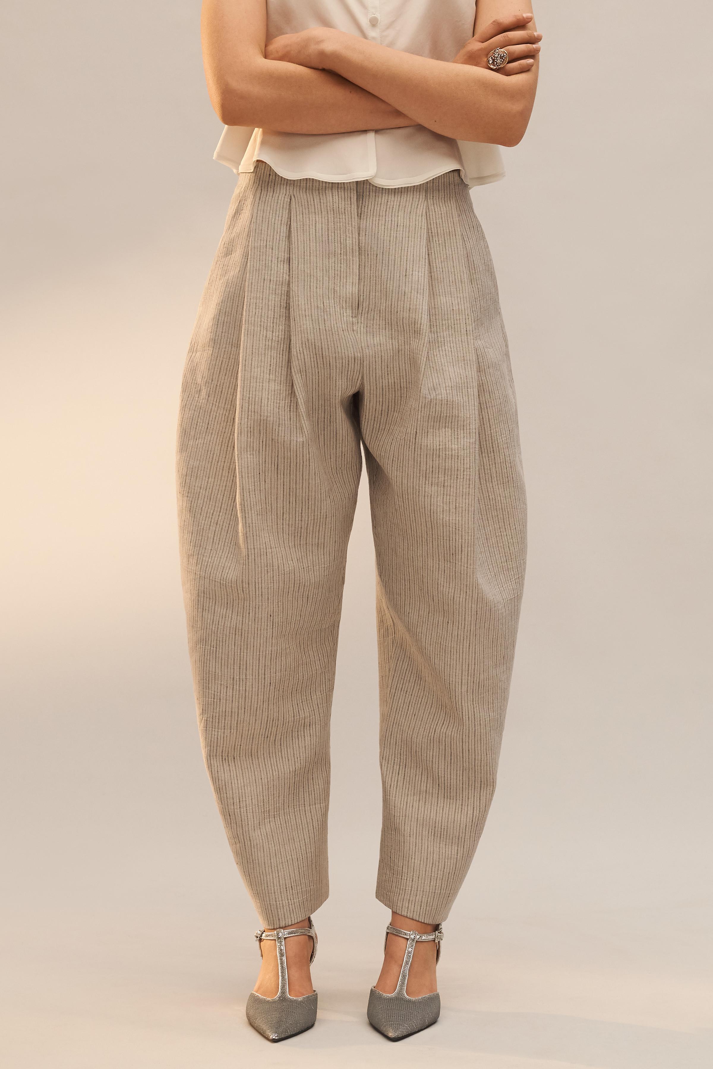 PANTALON À RAYURES EN MÉLANGE DE LIN ÉDITION LIMITÉE