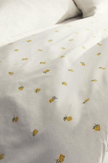 MIMOSA PRINT COTTON DUVET COVER - Oyster-white by Zara - Image 5
