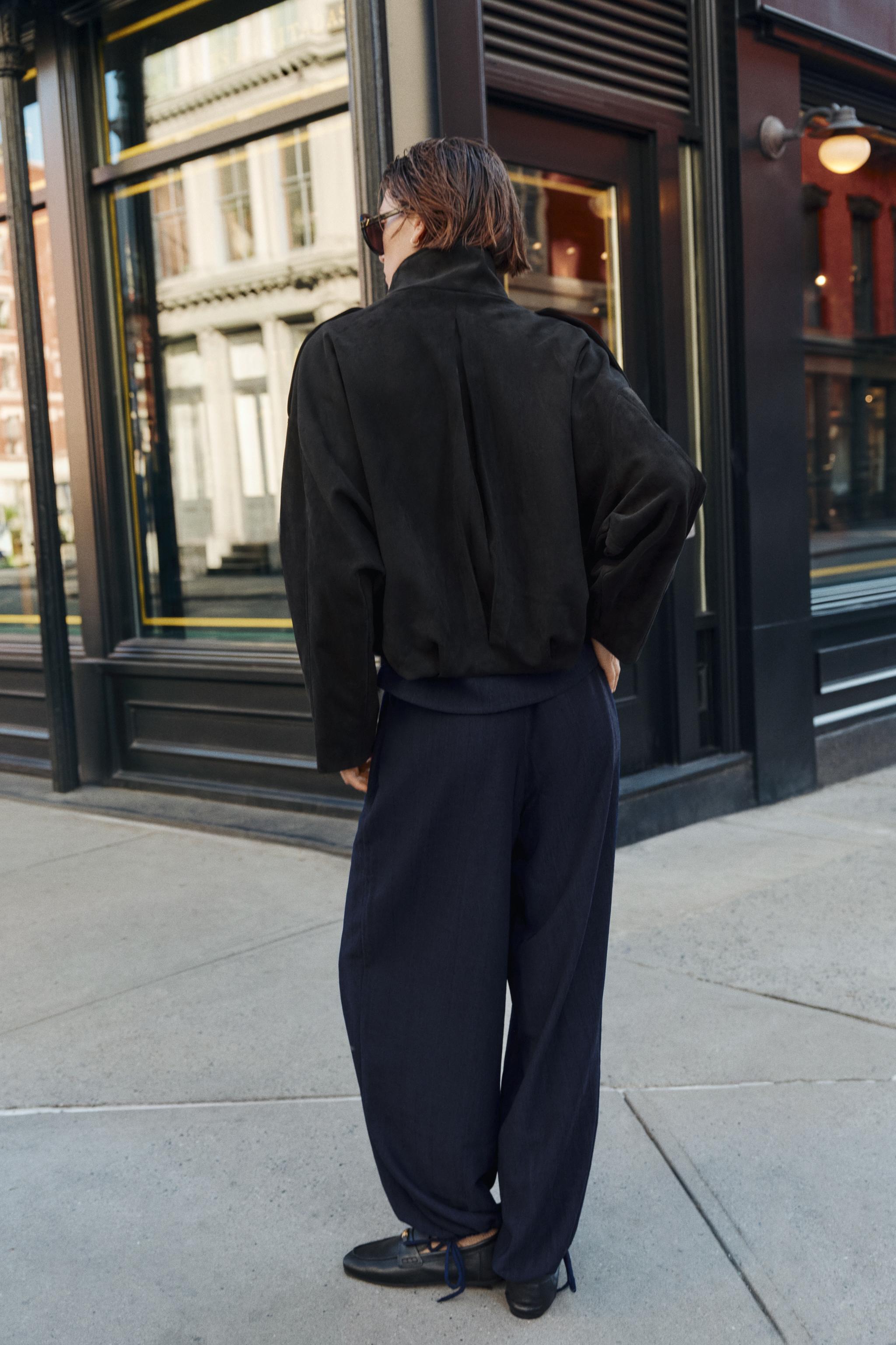 Zara Suni Süet Bomber Ceket görsel 4