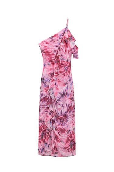RUFFLED PRINTED DRESS
