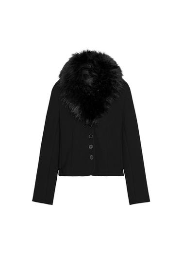 ZW COLLECTION FITTED FAUX FUR COLLAR JACKET