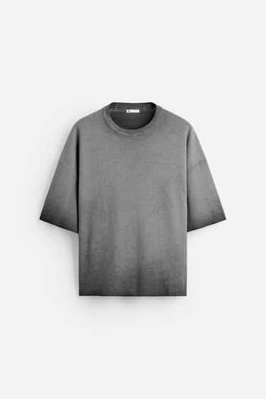 SPRAY PRINT KNIT T-SHIRT - Anthracite grey by Zara