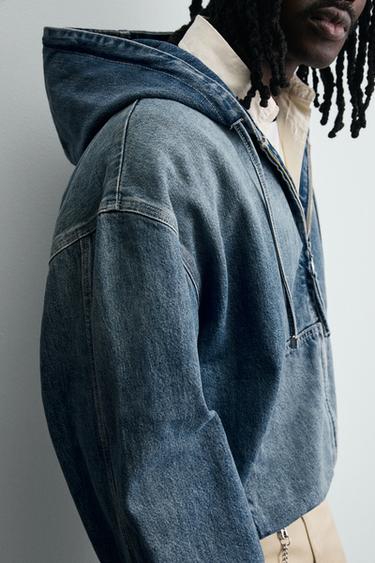 VESTE DÉLAVÉE À CAPUCHE - Bleu moyen de Zara - Image 6
