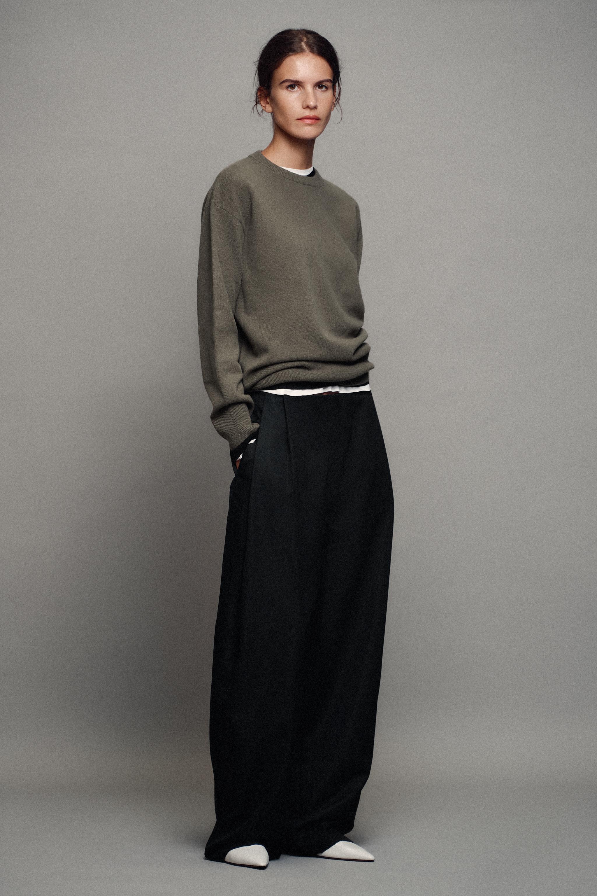 Zara ZW COLLECTION PENSLİ GENİŞ PAÇA PANTOLON görsel 5
