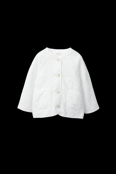 Zara FLORAL EMBROIDERY CARDIGAN - White - Image 0