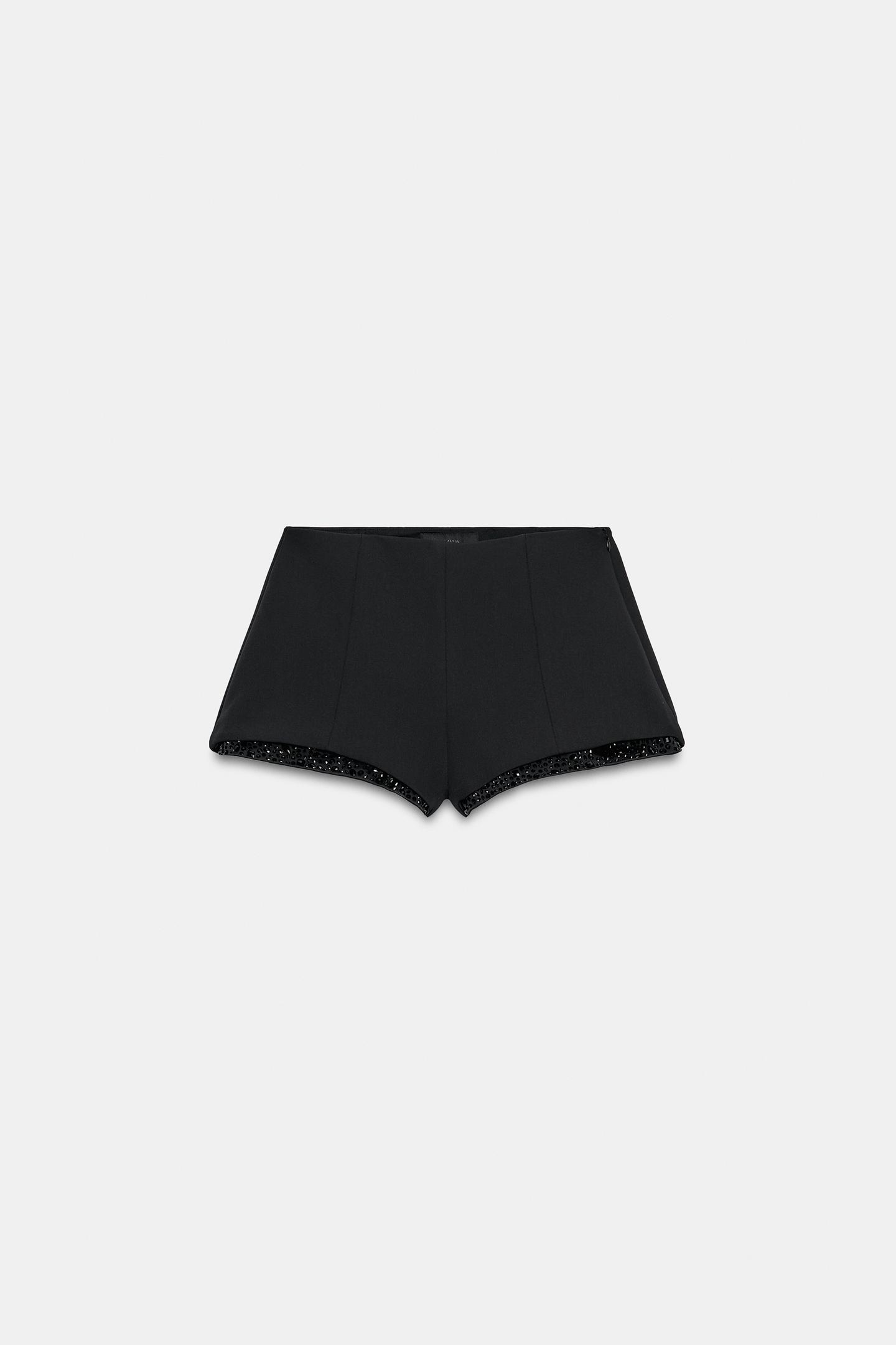 Женские шорты Zara High-Rise Beaded, цвет: Чёрный — фото 6