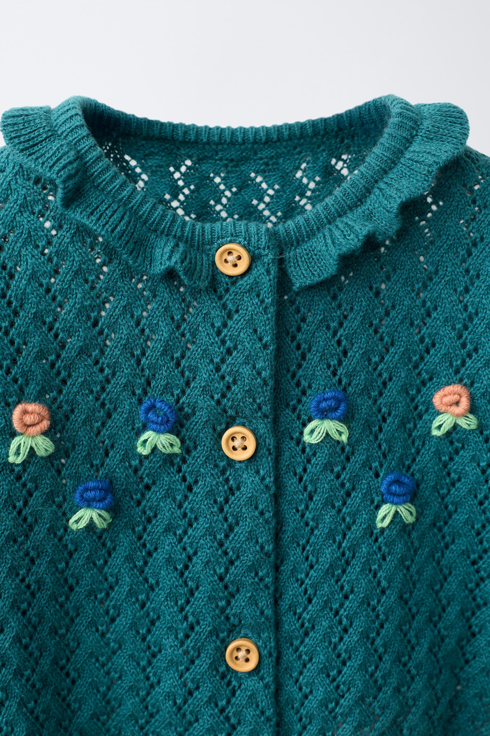 Детские кардиганы Zara FLORAL EMBROIDERY KNIT CARDIGAN — фото 3
